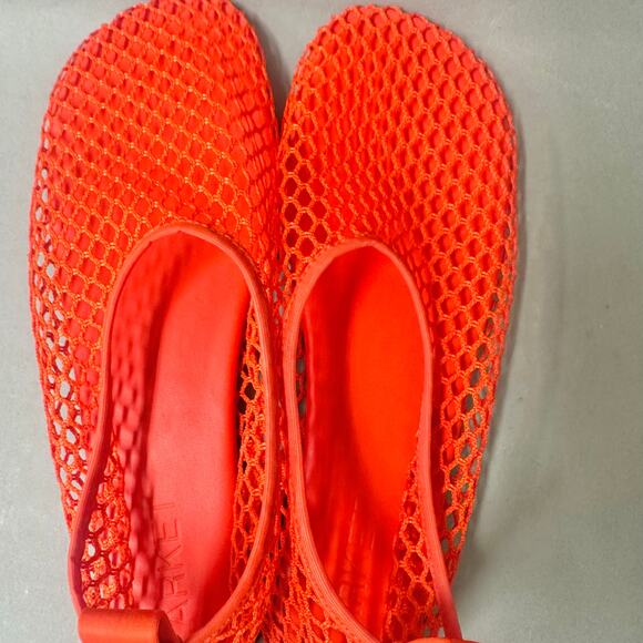 Arket Red Fishnet Ballet Flats Euro Size 39‎ US 8.5 Sheer See Through Round Toe - Picture 16 of 16